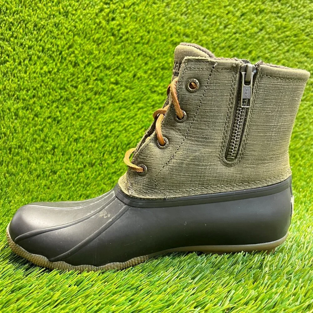 Sperry Saltwater Womens Size 7 Brown Green Classic Outdoor Waterproof Duck Boots